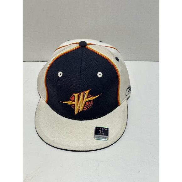 Golden State Warriors Reebok Vintage Logo Men's Fitted 7 3/8 Cap Hat White Navy - Picture 1 of 8